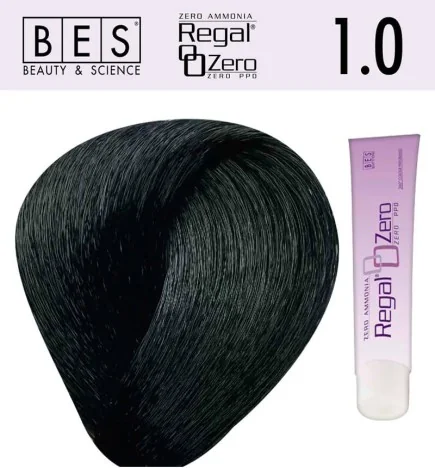 Tinte para el cabello, sin amoniaco Bes Regal Zero 1.0 Negro 100 ml