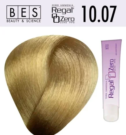 Tinte para el cabello, sin amoniaco bes REGAL ZERO 10.07 RUBIO PLATINADO NATURAL TABACO 100 ml