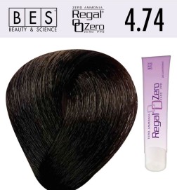 Tinte para el cabello, sin amoniaco Bes  Regal Zero 4.74 Castaño Tabaco Cobrizo 100 ml