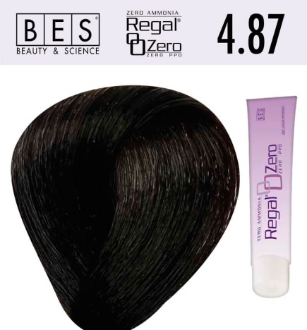 Tinte para el cabello, sin amoniaco Bes Regal Zero 4.87 Castaño Beige Tabaco 100 ml