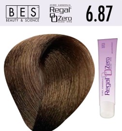Tinte para el cabello, sin amoniaco Bes  REGAL ZERO 6.87 RUBIO OSCURO BEIGE TABACO 100 ml