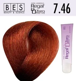 Tinte para el cabello, sin amoniaco bes REGAL ZERO 7.46 RUBIO ROJO COBRIZO 100 ml