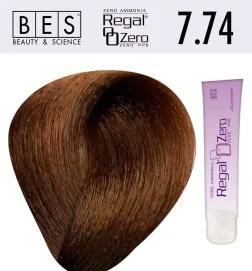 Tinte para el cabello, sin amoniaco Bes REGAL ZERO 7.74 RUBIO TABACO COBRIZO 100 ml