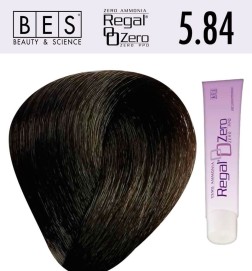 Tinte para el cabello, sin amoniaco Bes  Regal Zero 5.84 Castaño Claro Beige Cobrizo 100 ml