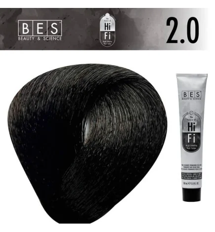 BES HI-FI 2.0 Brown 100 ml. Permanent hair colour dark professional brown shade with full gray coverage