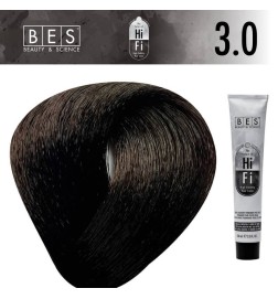 BES HI-FI 3.0 Castaño Oscuro 100 ml. Tinte permanente para el cabello tono marrón oscuro profesional con acabado natural