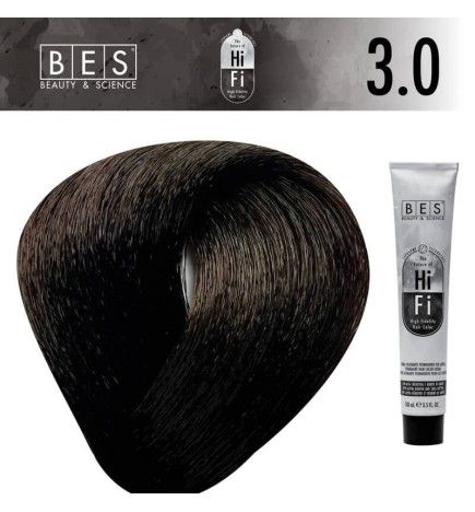 BES HI-FI 3.0 Dark Brown 100 ml. Permanent hair colour, deep professional brown shade with natural finish
