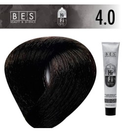 Permanent hair color BES HI-FI 4.0 Brown 100 ml professional natural brown shade with full gray coverage