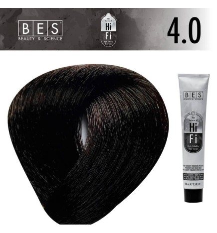 Tinte permanente BES HI-FI 4.0 Castaño 100 ml. Para el cabello color profesional marrón natural con cobertura total