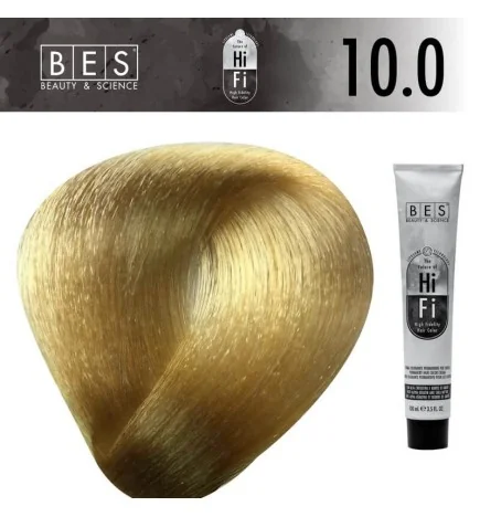 BES HI-FI 10.0 Platinum Blonde 100 ml. Permanent hair colour very light blonde professional shade