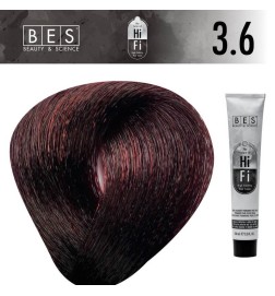 BES HI-FI 3.6 Castaño Oscuro Rojo Intenso 100 ml. Tinte permanente para el cabello color profesional con reflejos rojos intensos