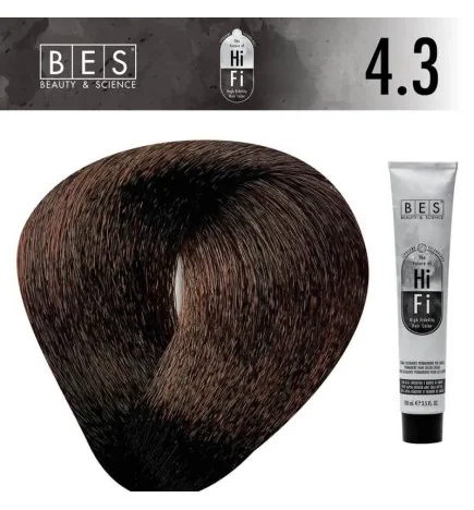 Tinte permanente para el cabello, BES HI-FI 4.3 CASTAÑO DORADO 100 ml