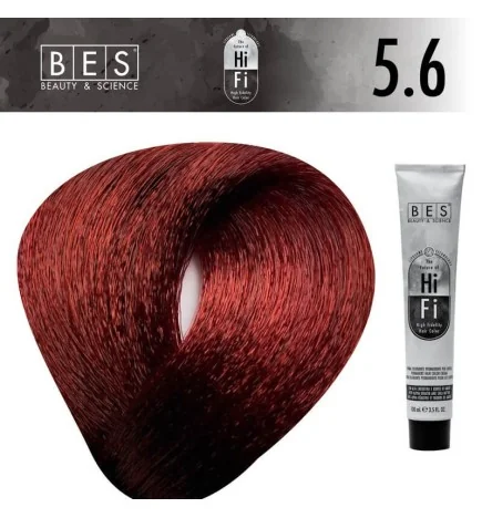 Tinte permanente para el cabello, bes HI-FI 5.6 CASTAÑO CLARO ROJO INTENSO 100 ml