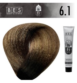 Tinte permanente para el cabello, bes HI-FI 6.1 RUBIO OSCURO SENIZA 100 ml