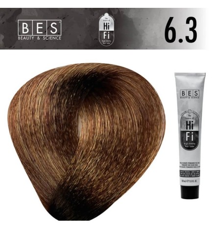 Tinte permanente para el cabello, bes HI-FI 6.3 RUBIO OSCURO DORADO 100 ml