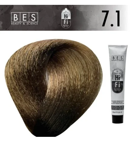 Tinte permanente para el cabello, bes Hi-Fi 7.1 Rubio Ceniza 100 ml