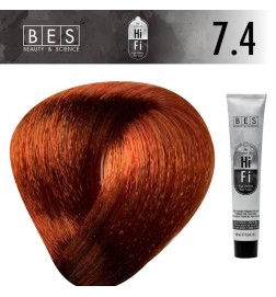 Tinte permanente para el cabello, BES Hi-Fi 7.4 Rubio Cobrizo 100 ml