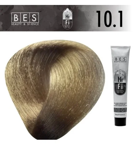 BES HI-FI 10.1 Rubio Platino Ceniza 100 ml. Tinte permanente para el cabello tono rubio ceniza profesional