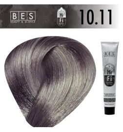 Permanent hair color BES Hi-Fi 10.11 Intense Ash Ultra Light Blonde 100 ml cool professional blonde shade