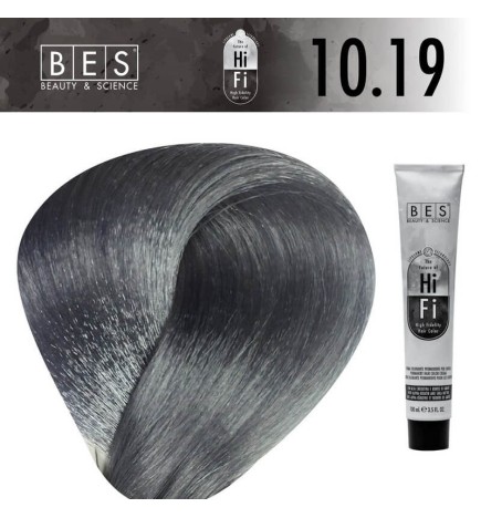 Hi-Fi 10.19 Ceniza Azul Ultra Claro Rubio 100 ml. Tinte permanente para el cabello tono profesional frío intenso