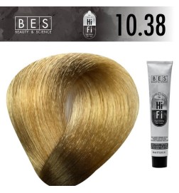BES HI-FI 10.38 Platinum Golden Beige Blonde 100 ml. Permanent hair colour soft and warm professional blonde shade