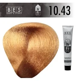 BES HI-FI 10.43 Rubio Platino Cobre Dorado 100 ml. Tinte permanente para el cabello tono rubio profesional cálido e intenso