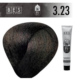 BES HI-FI 3.23 Castaño Oscuro Violeta Dorado 100 ml. Tinte permanente para el cabello tono marrón con reflejos cálidos y fríos