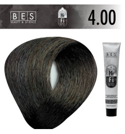 Permanent hair color BES HI-FI 4.00 Intense Brown 100 ml professional deep brown shade with high gray coverage