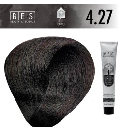 Tinte permanente para el cabello BES HI-FI 4.27 Castaño Violeta Tabaco 100 ml. color profesional marrón con matices cálidos