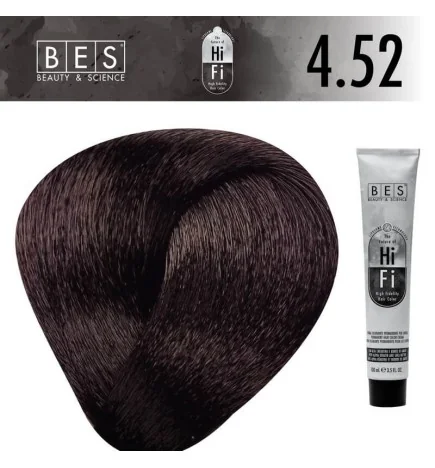 Tinte permanente para el cabello, BESHI-FI 4.52 CASTAÑO CAOBA VIOLETA 100 ml