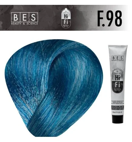 Tinte permanente para el cabello, bes HI-FI F.98 AZUL BEIGE FASHION 100 ml