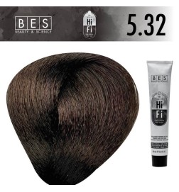 Tinte permanente para el cabello, bes HI-FI 5.32 CASTAÑO CLARO DORADO IRISEE 100 ml