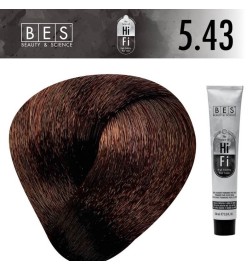 Tinte permanente para el cabello, bes HI-FI 5.43 CASTAÑO CLARO COBRE DORADO 100 ml
