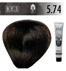 Tinte permanente para el cabello, bes HI-FI 5.74 CASTAÑO CLARO TABACO COBRIZO 100 ml