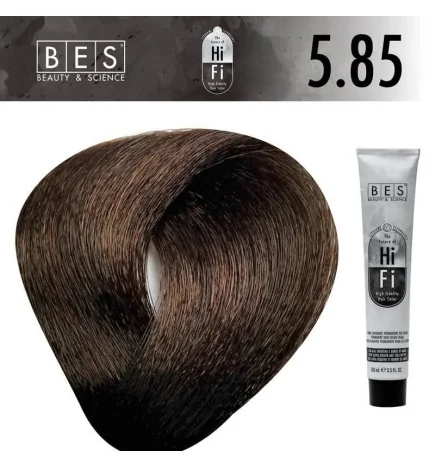 Tinte permanente para el cabello, bes HI-FI 5.85 CASTAÑO CLARO BEIGE CAOBA 100 ml