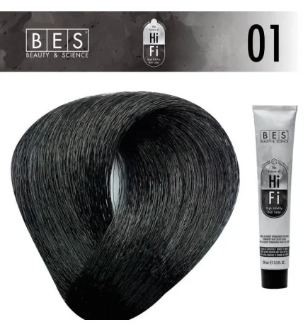 Tinte permanente para el cabello BES HI-FI 01 Ceniza 100 ml