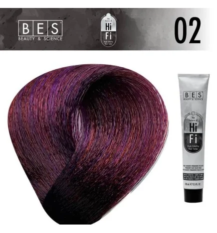 Tinte permanente para el cabello, bes HI-FI 02 VIOLETA 100 ml