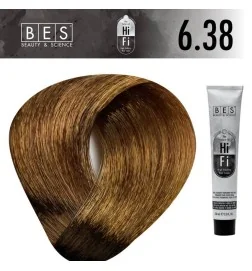 Tinte permanente para el cabello, bes HI-FI 6.38 RUBIO OSCURO DORADO BEIGE 100 ml