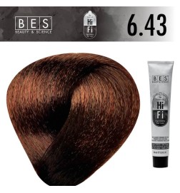 Tinte permanente para el cabello, bes HI-FI 6.43 RUBIO OSCURO COBRE DORADO 100 ml