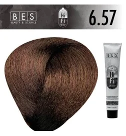 Tinte permanente para el cabello, bes HI-FI 6.57 RUBIO OSCURO CAOBA TABACO 100 ml
