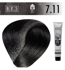 Tinte permanente para el cabello, bes HI-FI 7.11 INTENSO CENIZA RUBIO 100 ml