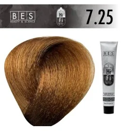 Tinte permanente para el cabello, BES Hi-Fi 7.25 Rubio Irisé Caoba 100 ml