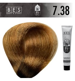 Tinte permanente para el cabello, bes HI-FI 7.38 RUBIO DORADO BEIGE 100 ml