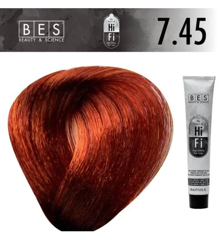 Tinte permanente para el cabello, Hi-Fi 7.45 Rubio Cobre Caoba 100 ml