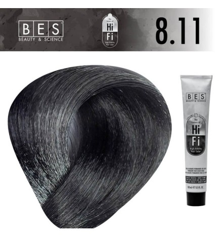Hi-Fi 8.11 Intenso Ceniza Claro Rubio - tinte permanente con liposomas vegetales BES
