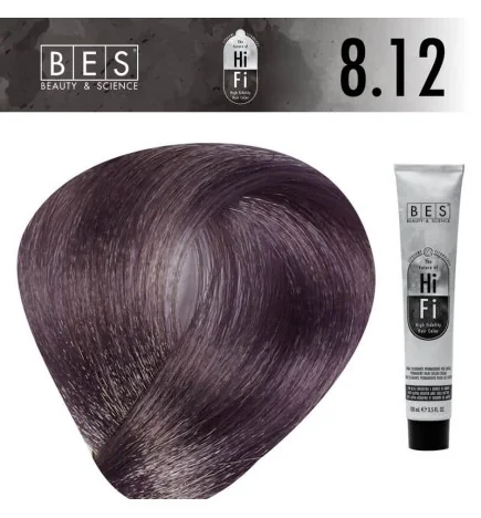 Hi-Fi 8.12 Ash Violet Light Blonde - hair dye with vegetal liposomes BES