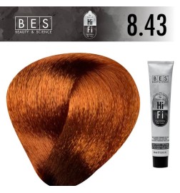 Tinte permanente para el cabello, bes HI-FI 8.43 RUBIO CLARO COBRE DORADO 100 ml