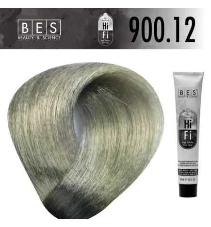 Tinte permanente para el cabello, bes HI-FI 900.12 RUBIO ULTRA CLARA CENIZA VIOLETA 100 ml