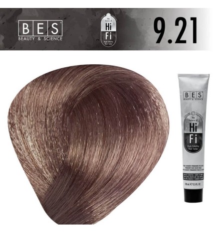 Tinte permanente para el cabello, bes HI-FI 9.21 VIOLETA CENIZA RUBIO MUY CLARO 100 ml