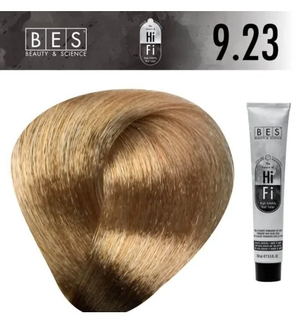 Tinte permanente para el cabello, bes HI-FI 9.23 RUBIO CLARISIMO VIOLETA DORADO 100 ml